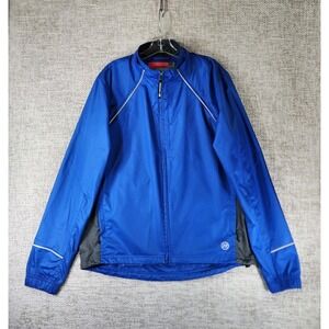 Novara Conversion Cycling Jacket to Vest Mens L Blue Zip Off Sleeve Reflective